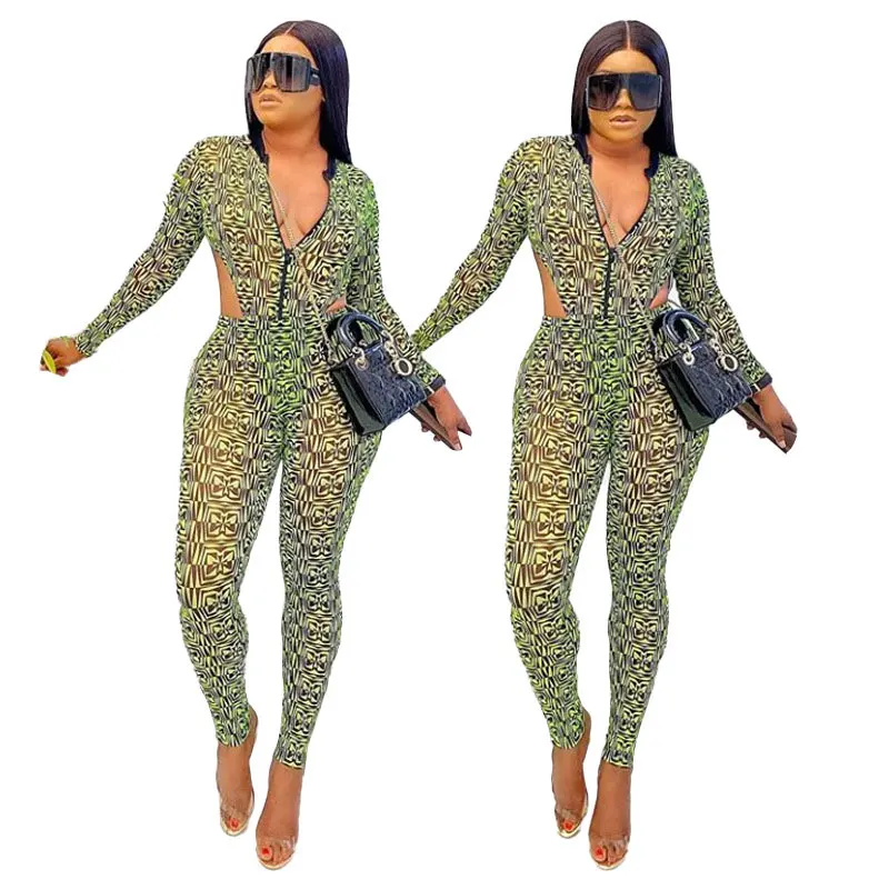 

21020-MX56 special printed dew waist two piece jumpsuits women sehe fashion
