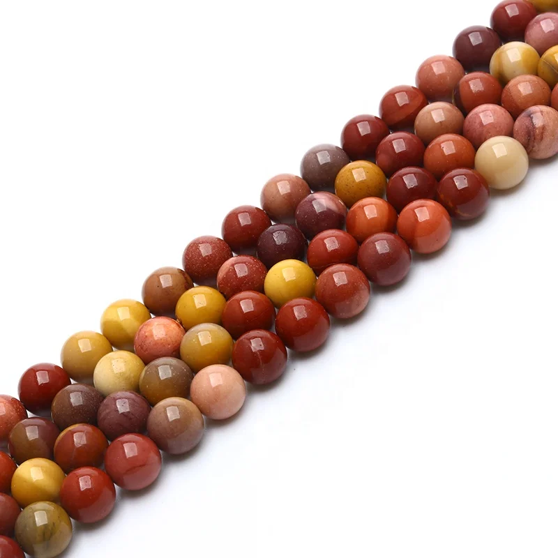 

XYF Natural Gemstone Sooth Round Beads Mookaite Egg Yolk Beads, 100% natural color