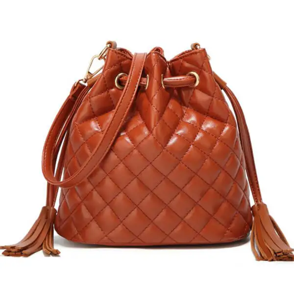 

MS011 brand designer quilted bucket bags soft pu leather ladies drawstring bag