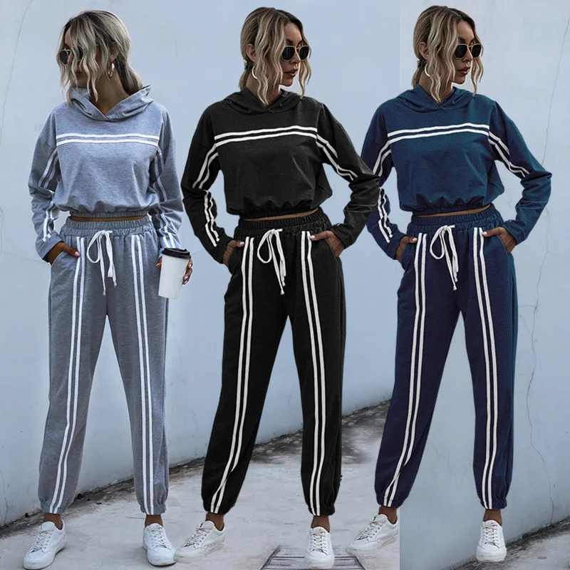 

2021 spring new striped trending fashion high quality fitness women clothes