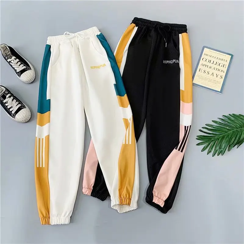 

Wholesale 2022 New Women Casual Trousers Jogger Pants Loose Streetpants High Waist Pockets Trousers Female Plus Size Pants Sport, White,black