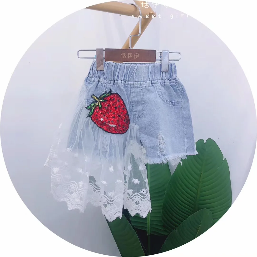 

2020 Summer Children Girl Fashion Lace Sequins Shorts for 2-6T, Blue