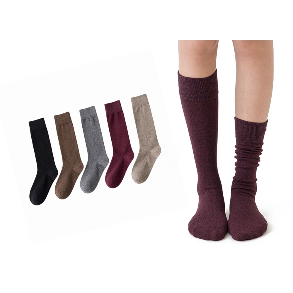 

Women anti Odor cotton knee Crew Socks with Cosy Solid Color loose multi color socks