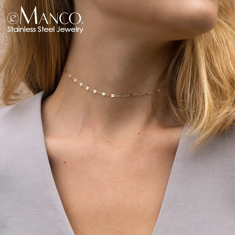 

eManco Layered Chains Long Necklace Women Gold Color Link Chain Necklace Minimalism Choker Necklace for Women Fashion Jewlery