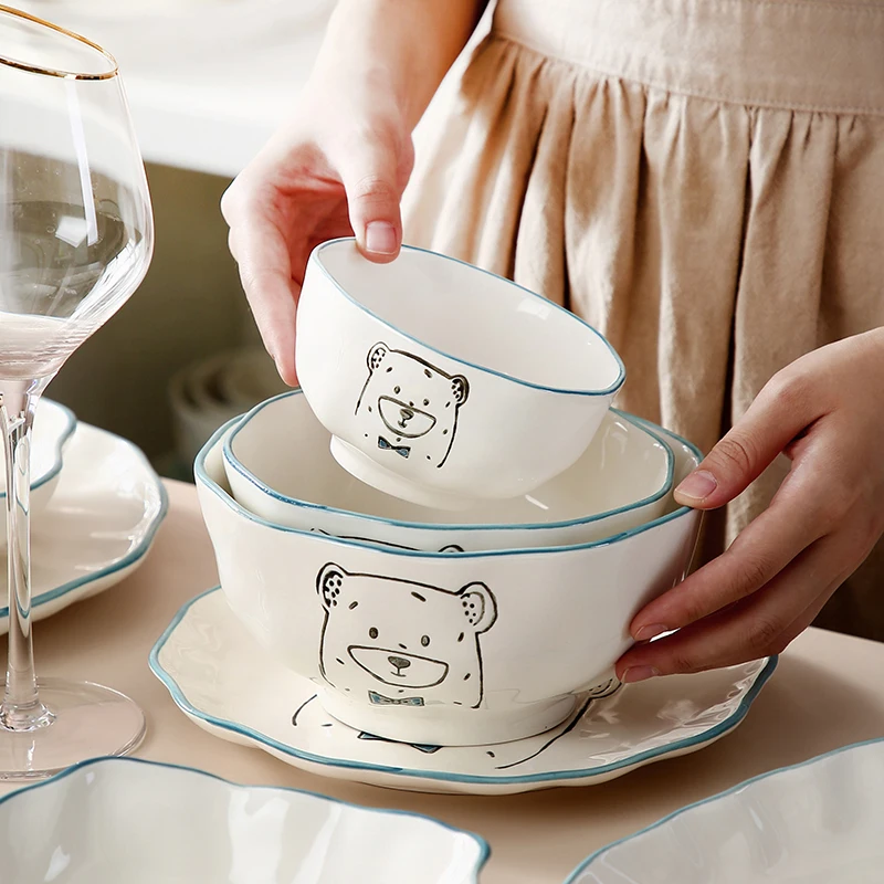 

Unique Design Stoneware Porcelain Suppliers Microwave Safe Kitchen Cartoon Cute Ceramic Soup Salad Bowls