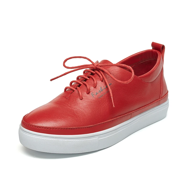 

W030 Fashion Ankle Lace Up Genuine Leather Women shoes Wholesale, Black/white/red