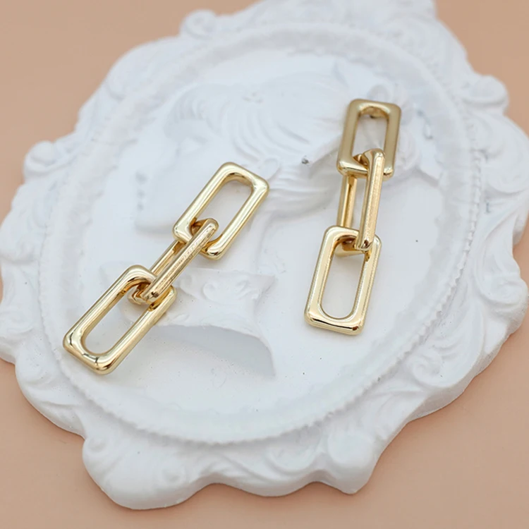 

Fashion Design Link Chain Creative Mid Length 14k Gold Plated Earrings Drop Earrings