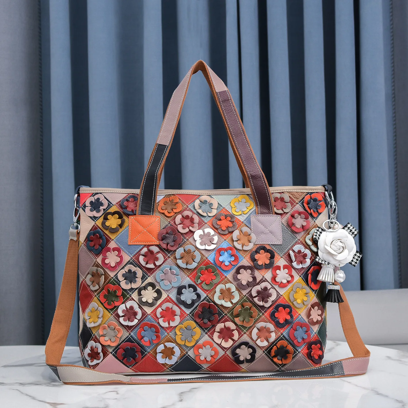 

Westal 668 New arrival color matching diagonal bag colorful plaid flower color Messenger handbag women large-capacity bag