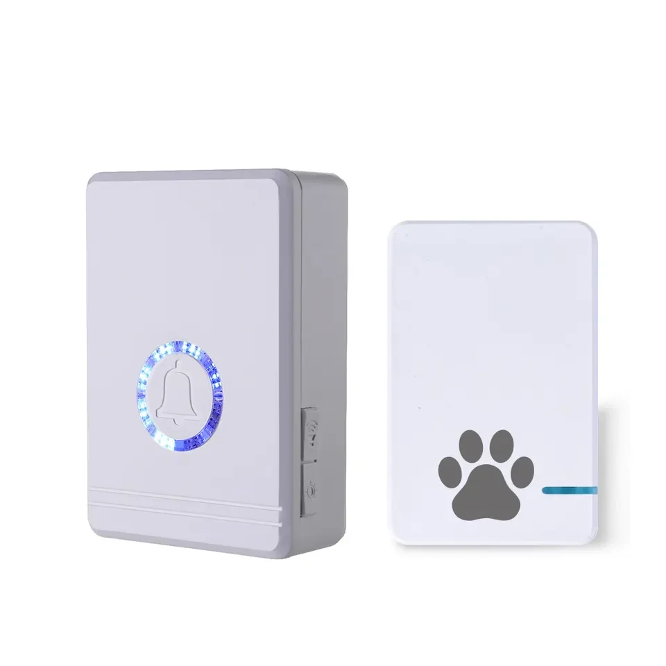 

High end IP66 touch push button 400m distance battery operated pet dog sound doorbell with plug in chimes Wireless Ring doorbell