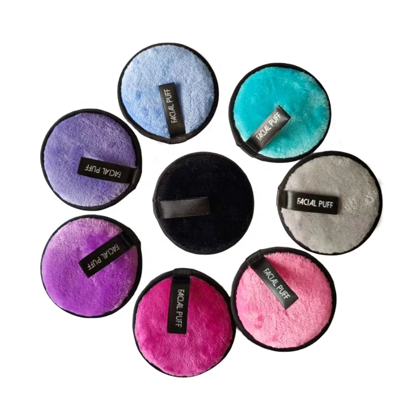 

Free Sample Beauty Product Square High Density Microfiber Makeup Remover Sponges With Ribbon Private Label For Whole, Multiple colors