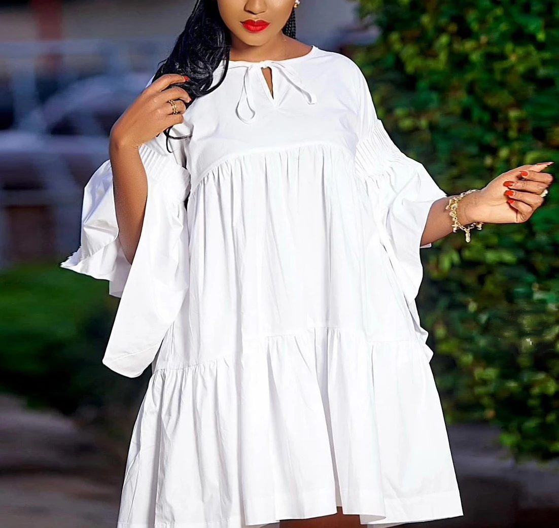 

2021 Summer Hot Sale Princess Oversized Pleated African Women Casual Dress