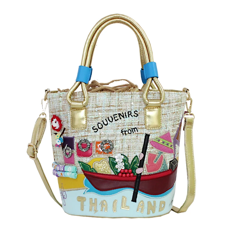 

2019 Bucket newest design embroidery Messenger Bags women large shoulder tote bags fashion trendy ladies Canvas handbags, Black, , khaki,white,red,green