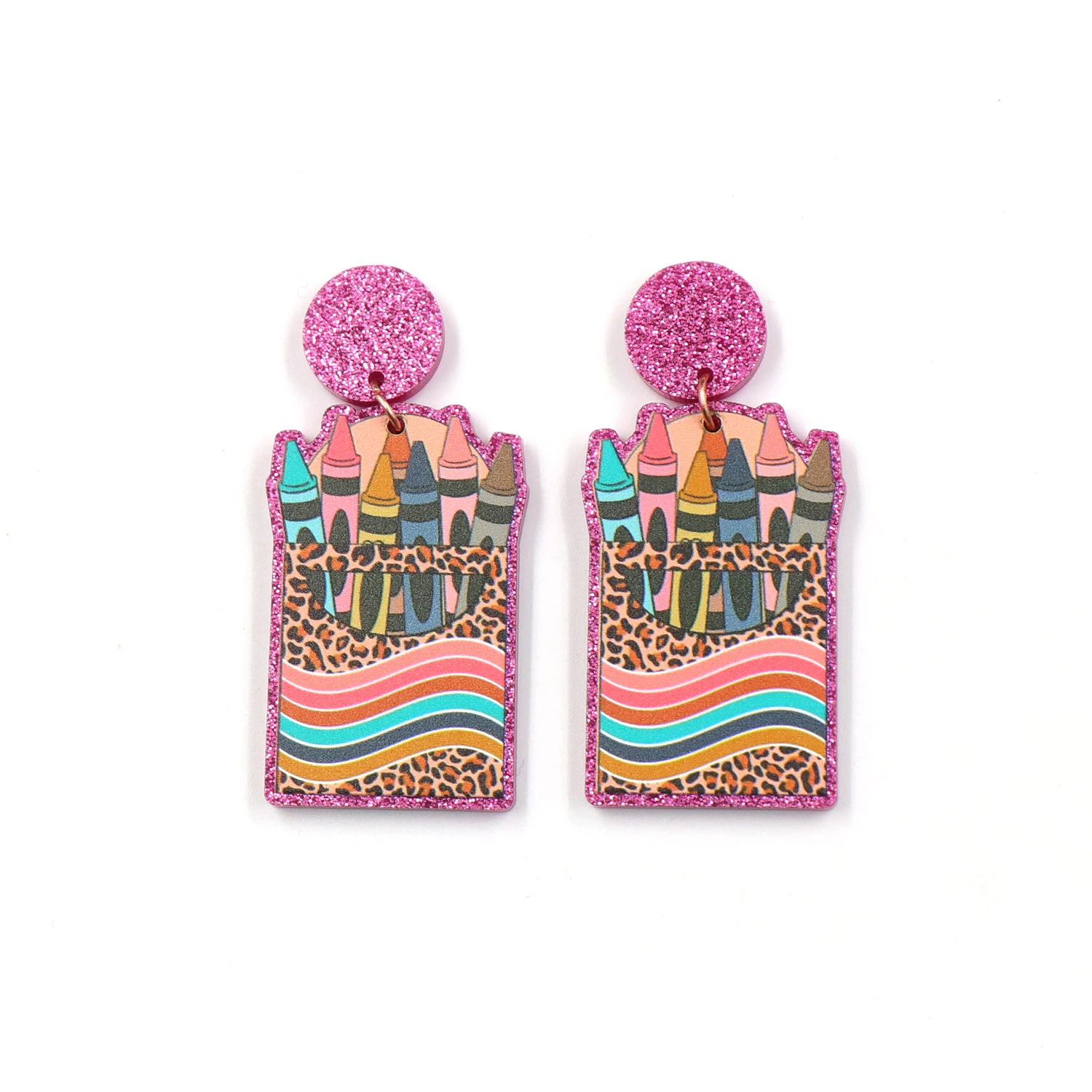 

ERS663ER1456 High Quality Crayon Jewelry For Teacher's Day Gift Acrylic Earrings