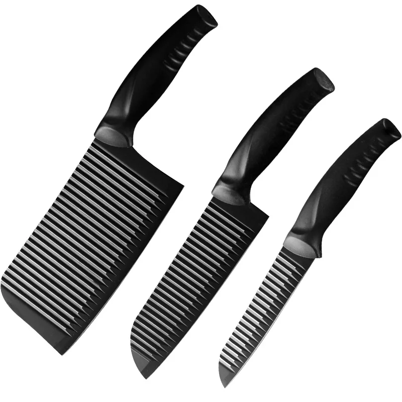 

Stainless Steel Kitchen Knife Set Non Stick Coating Kitchen Knife Set In Stock With Wooden Color Coating PP Handle