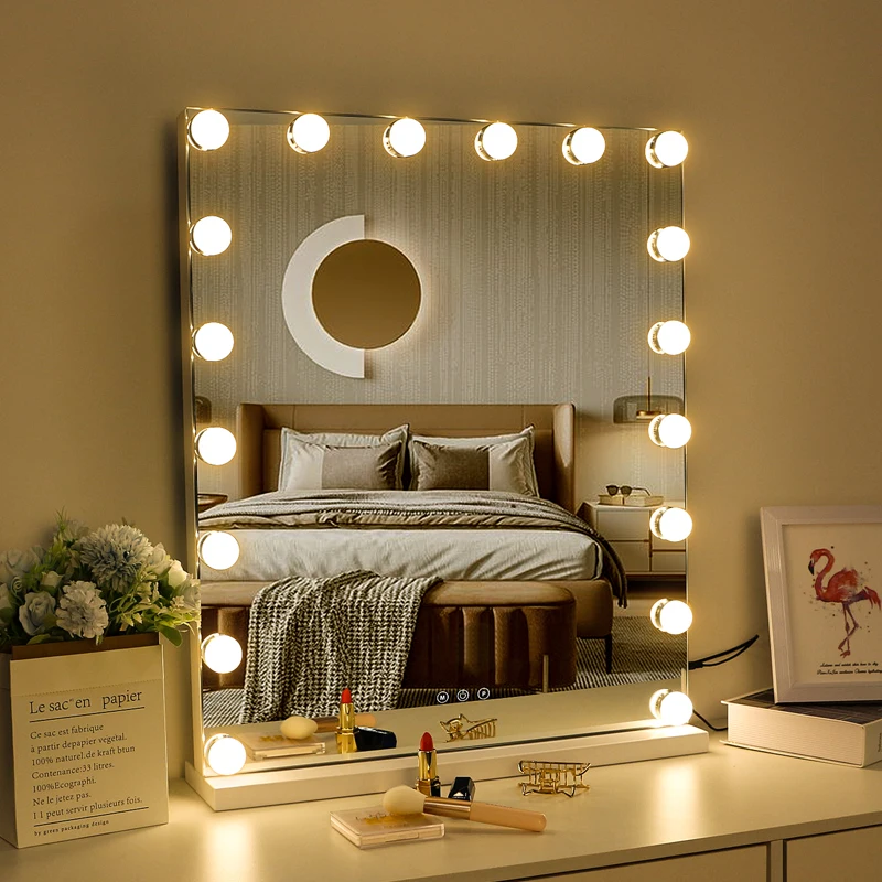 

Factory Outlet Touch switch makeup mirror with LED lights vanity lights salon mirror, White