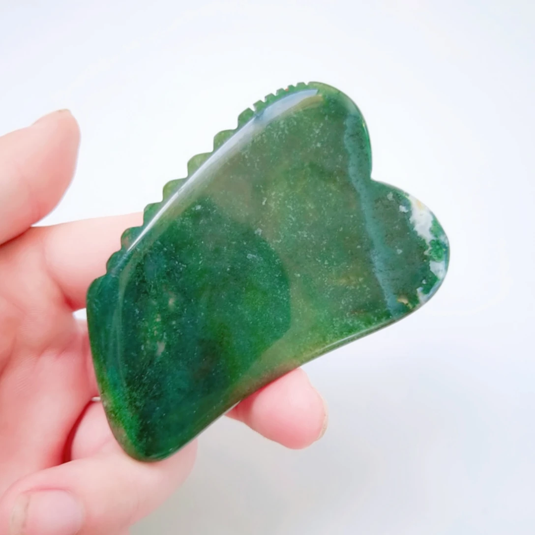 

2021 whole sale Moss agate face gua sha massage tool body treatment gua sha for gift