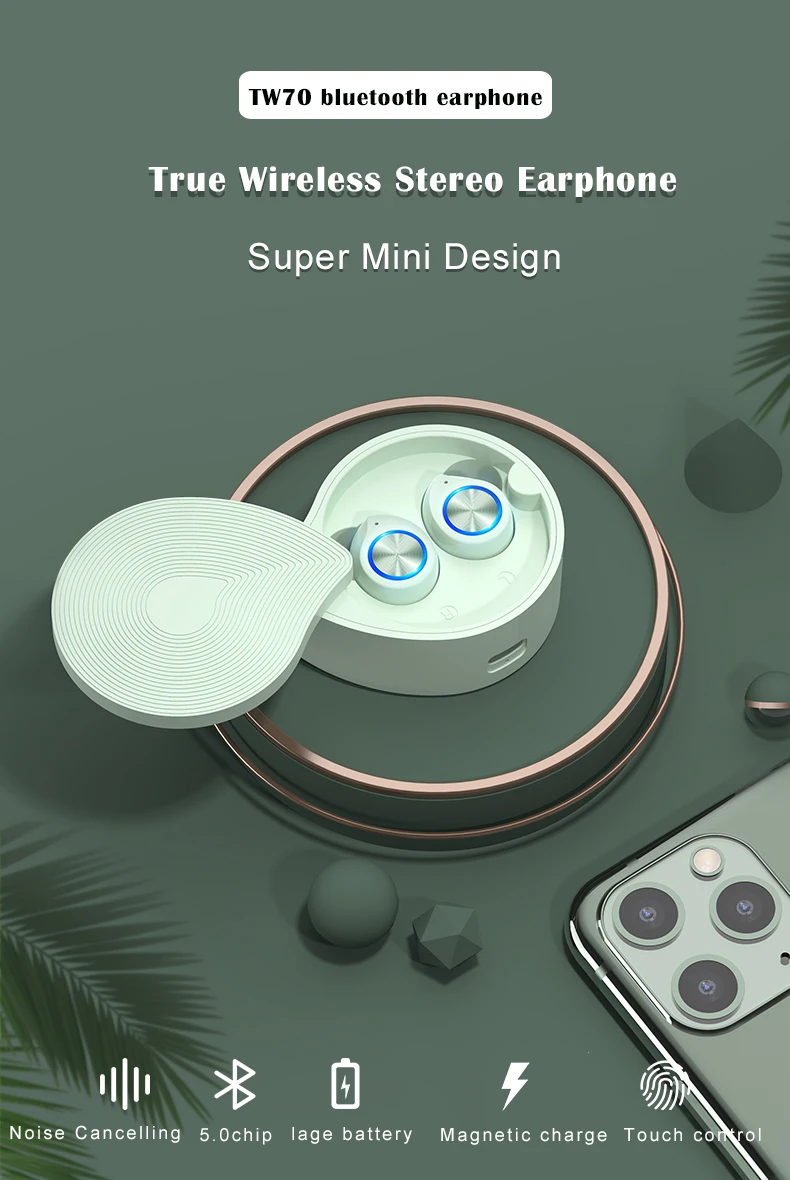 Waterproof noise canceling mini in-ear headphones wireless bluetooths 5.0 Tws earphone 2020 new arrivals electronic - ANKUX.COM