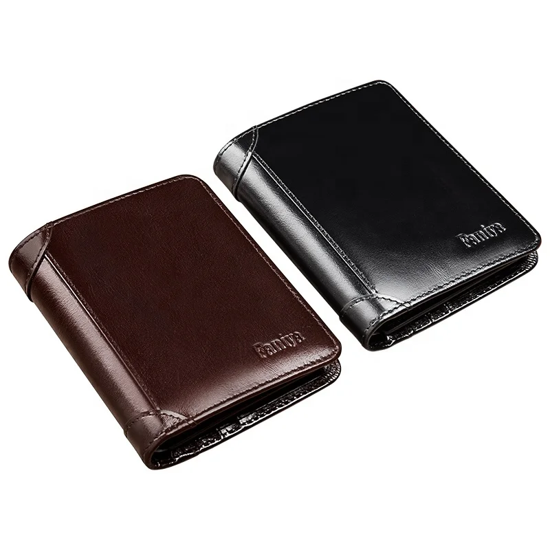 

Minimalist Rfid OEM ODM Customized Logo Vertical Design Short Card Holder Carteras Customised Wallets Leather Men