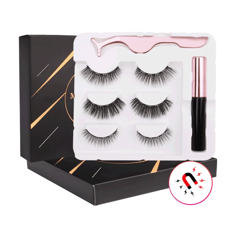 

2021 new arrivals eye lashesh vendor False Eyelashes Set Magnet Eyelashes Natural Long Eye Lashes Eyeliner