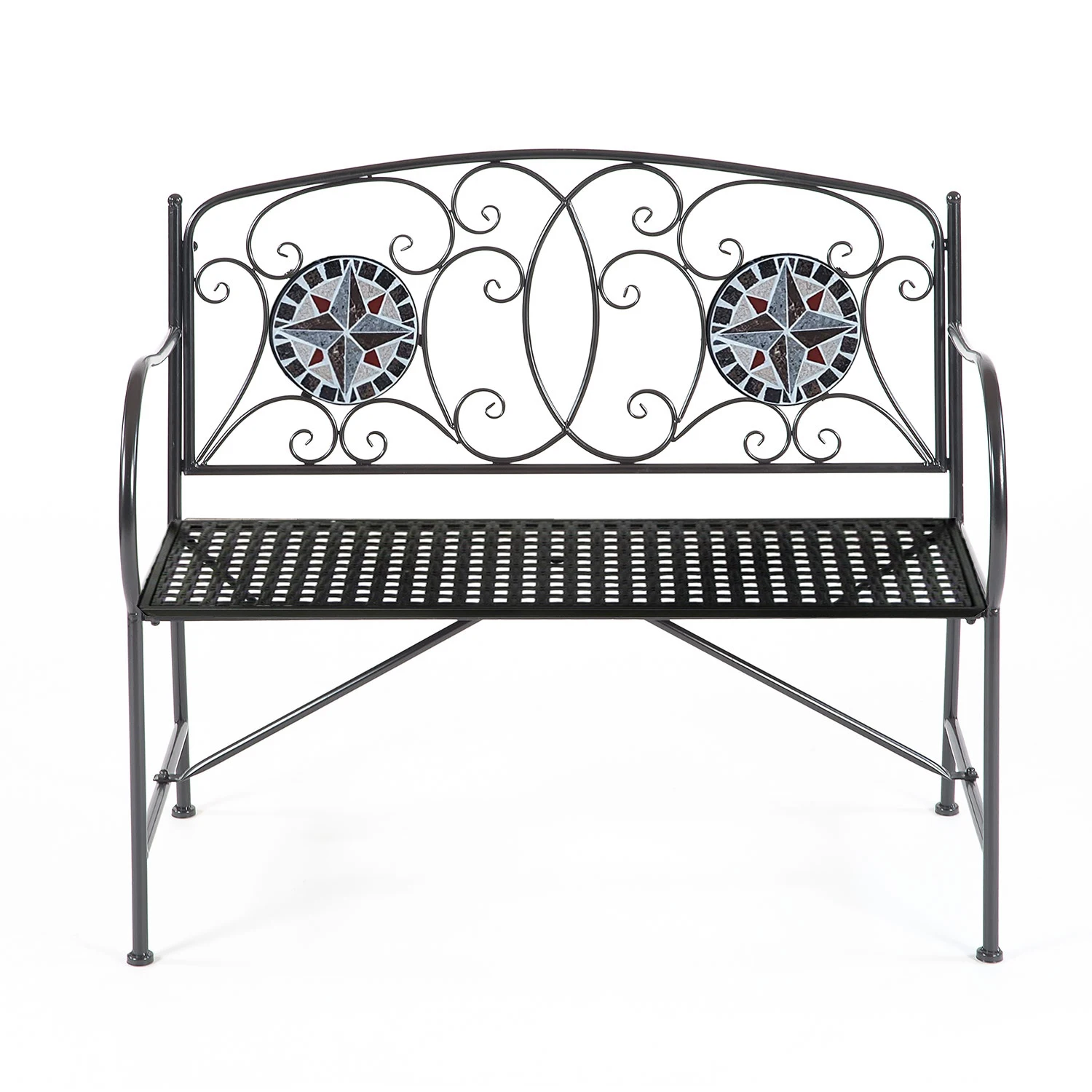 Black Patio Metal Mosaic Folding Bench Buy Indoor Day Bench