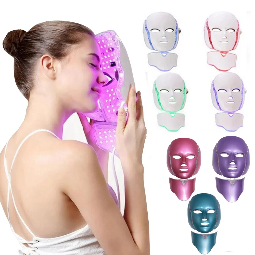 

2020 Hot Sale Led Facial Mask 7 Colors Wrinkle Anti Acne Electric Facial Steamer Home Use Beauty Equipment Neck Therapy