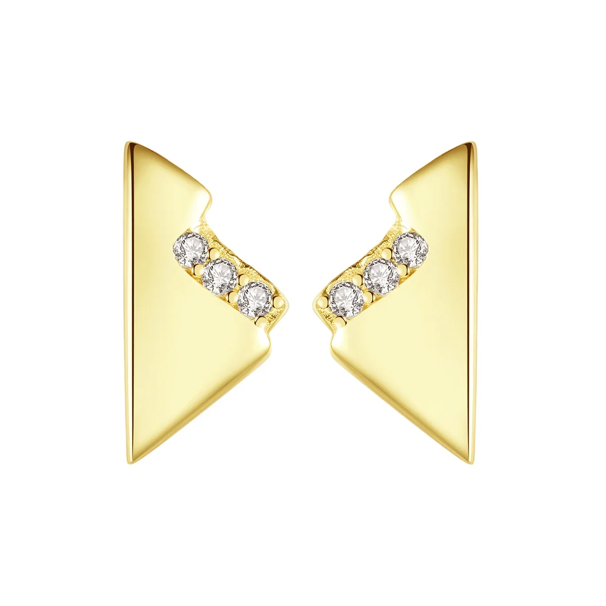 

CZCITY New Valentines Day Earrings Gold Plated Triangle Shape Cubic Zirconia Women Stud Earring