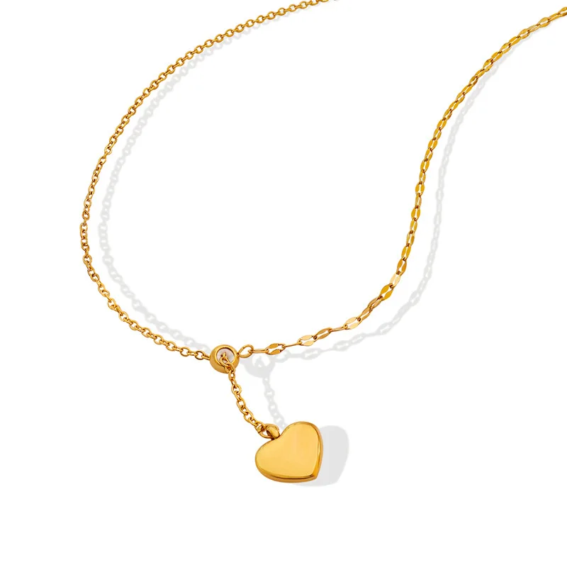 

Joolim Jewelry 18k Gold Plated Y Type Dainty Heart Pendant Necklace Trendy Stainless Steel Jewelry Wholesale