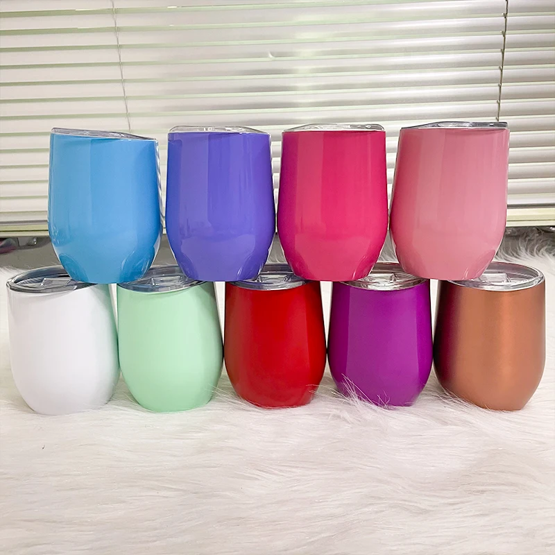 

RTS 12oz Egg Shape Tumbler Stainless Steel Portable Travel Mugs Wine Tumbler Beer Cup For Wedding Party Gift, 26 colors can choose