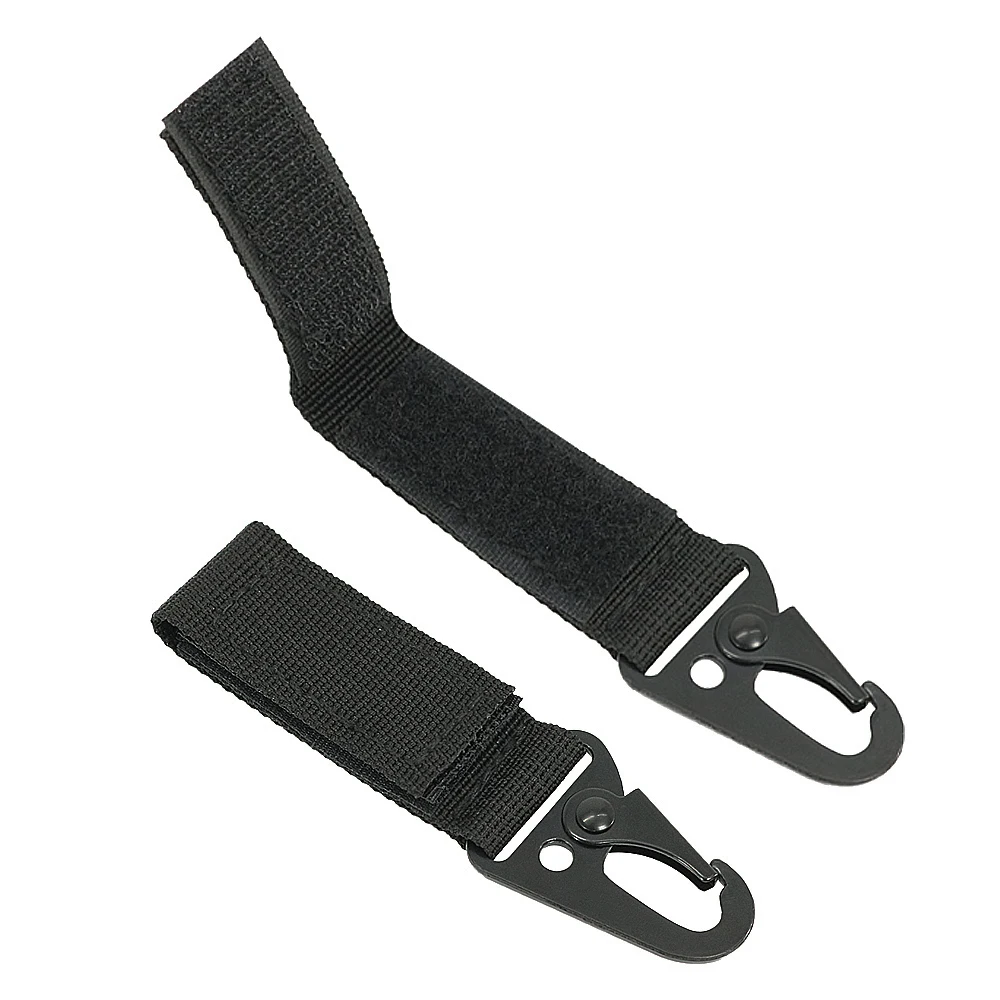 Tactical Molle Gear Clip Carabiner Hook & Loop Webbing Belt Keychain Holder Ring Buckle Durable Metal Hook
