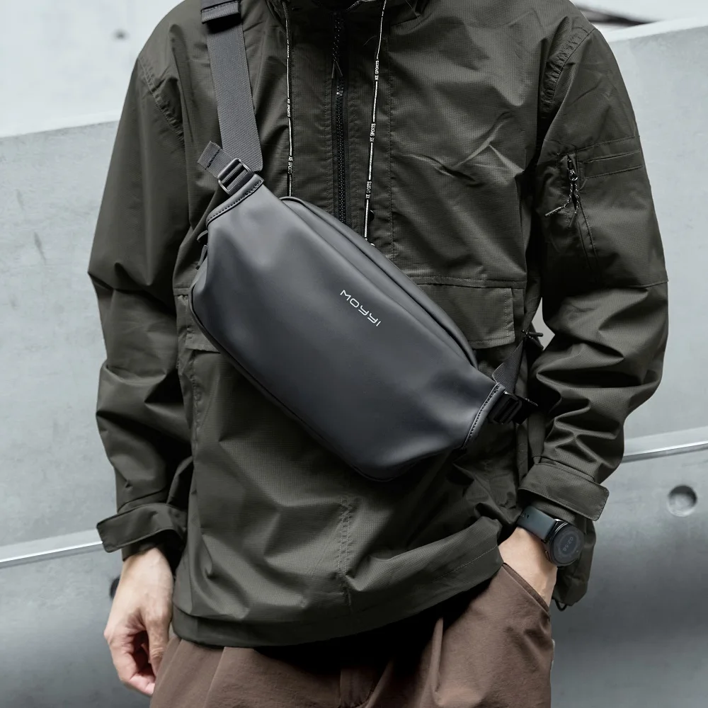 MOYYI Compact Fanny Pack Crossbody Bags for Men Lightweight Outdoor PVC Waist Bags