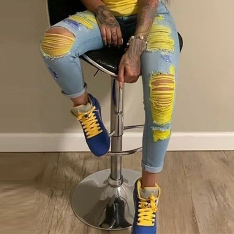 

Wholesale casual distressed jeans & ripped jeans women, One color