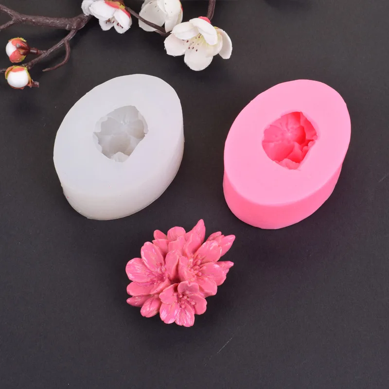 

4 peach blossom plum silicone mold diy bud chocolate fondant baking cake decoration clay epoxy mold wholesale, As picture