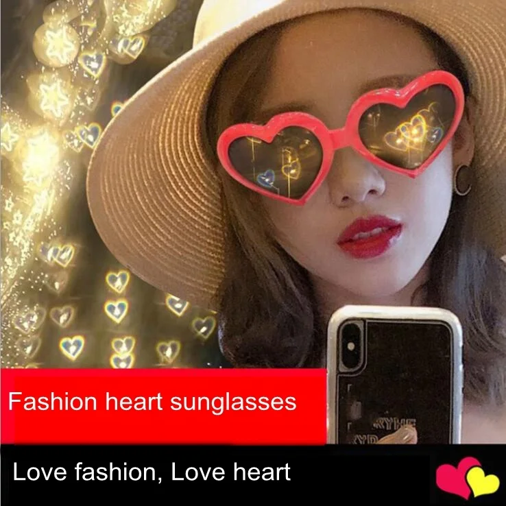 

Heart Shape with Heart Effect Diffraction Glasses Party Rave Glasses, Custom color