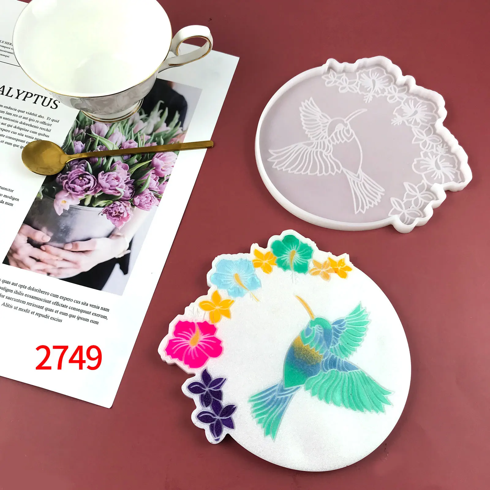 

W221 DIY Hummingbird Coaster Resin Silicone Mold, As picture