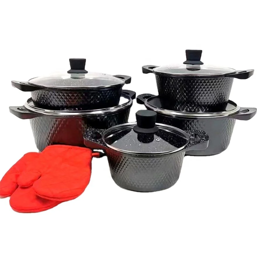 

OEM/ODM 12pcs 20cm 24cm 28cm pink pots and pans non-stick pot pan aluminum non stick granite soup & stock pots cookware sets