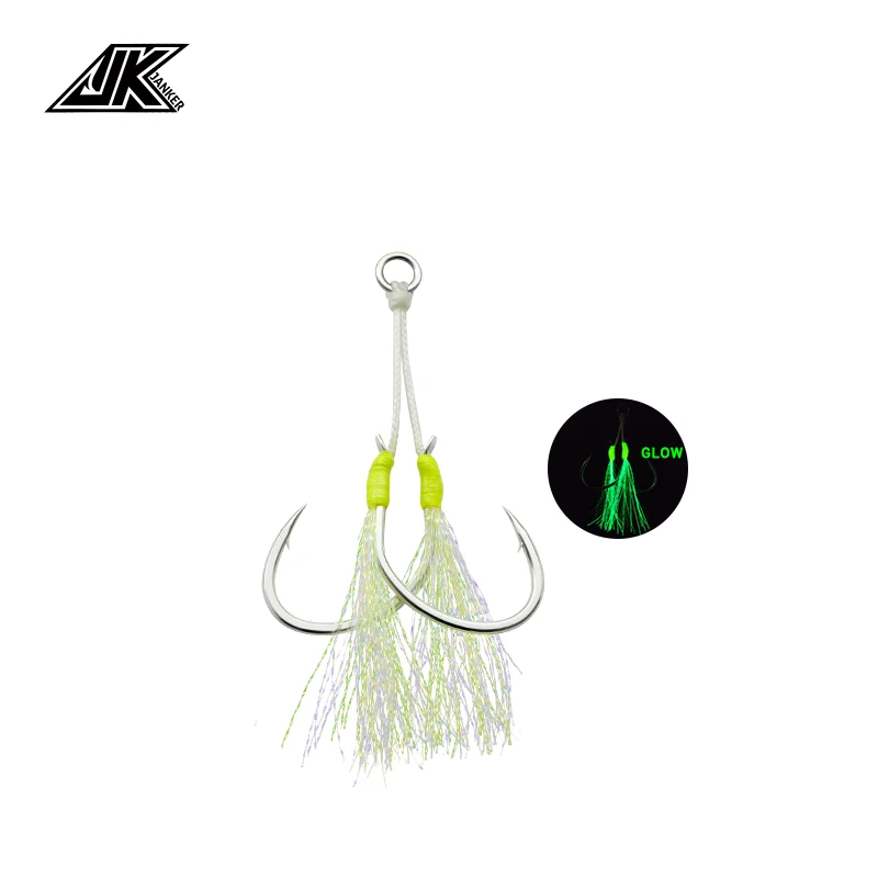 

JK SJB10/25 Slow JIgging Twin Assist Hook Saltwater Jigging Hook Glow Sea Fishing Assist Hooks