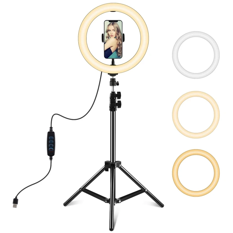 

High Level Portable PULUZ 10.2 inch 26cm LED Ring Light 1.1m Tripod Mount Vlogging Video Light Live Broadcast Kits