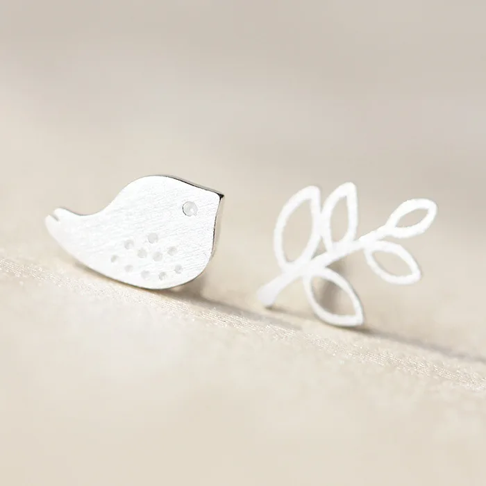 New Hot 925 Sterling Silver Bird Branches Earrings for Women Fashion Statement Jewelry