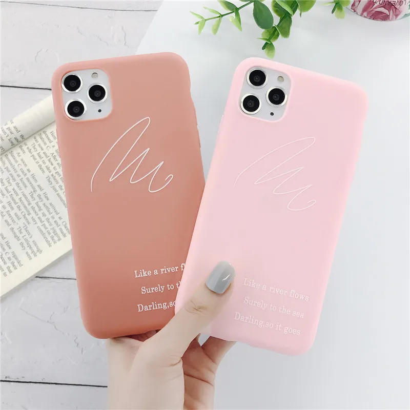 

Fashion Simple Couples Letter Phone Case For iPhone 11 11Pro Max X XR XS XR Max 7 8 6 6s Plus 5 5s SE Soft TPU Back Cover