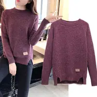 

Femme Autumn Winter chaussure Long Sleeve Pull Femme Solid Pullover Female Casual Knitted Sweater