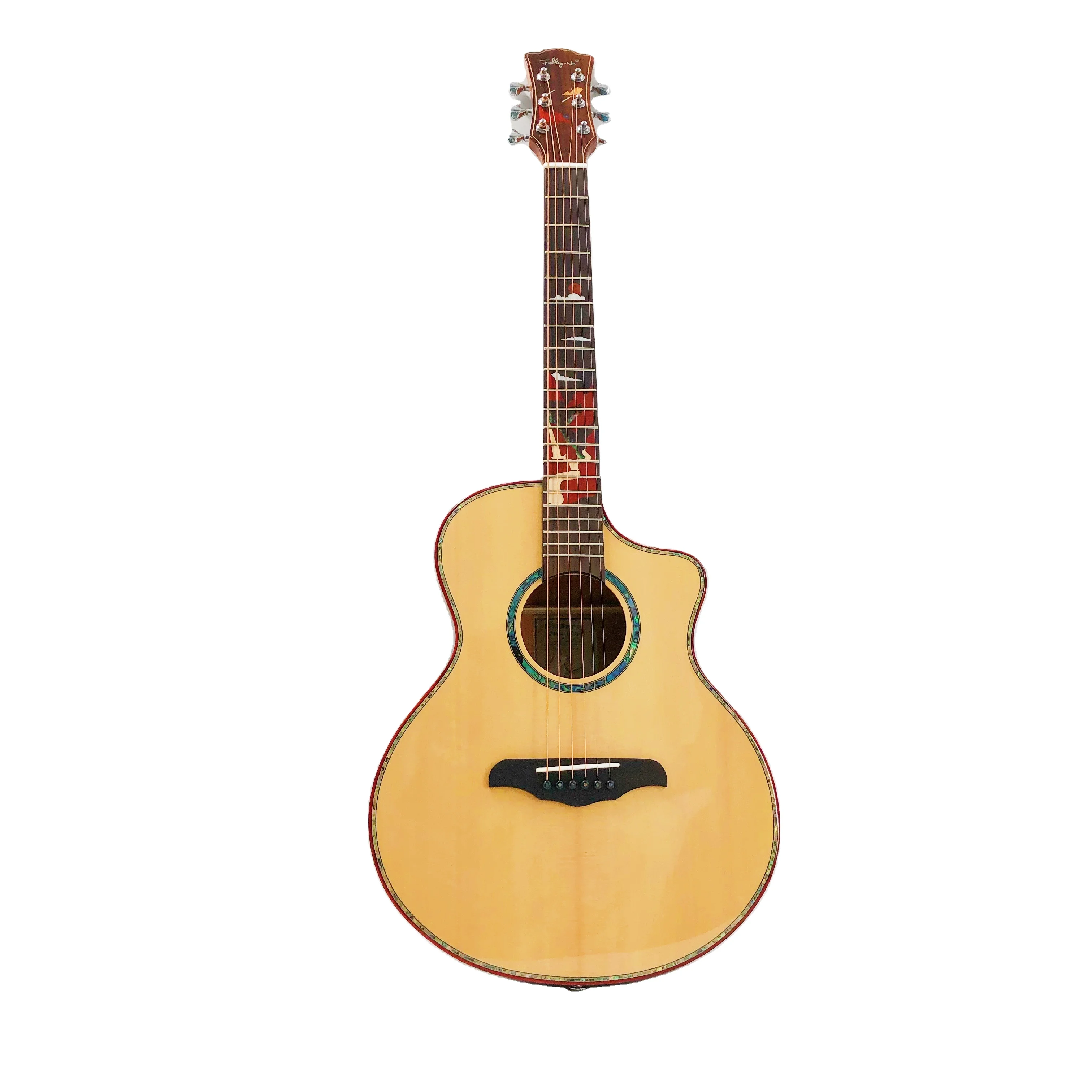 

New Arrival High Quality  Spruce veneer Good Professional Acoustic Guitar From China, Natural color