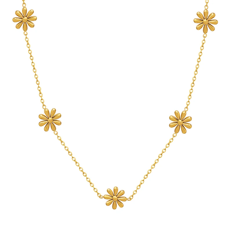 

Factory Flower Daisy Fairy Necklace Popular stainless steel Colorfast Necklace