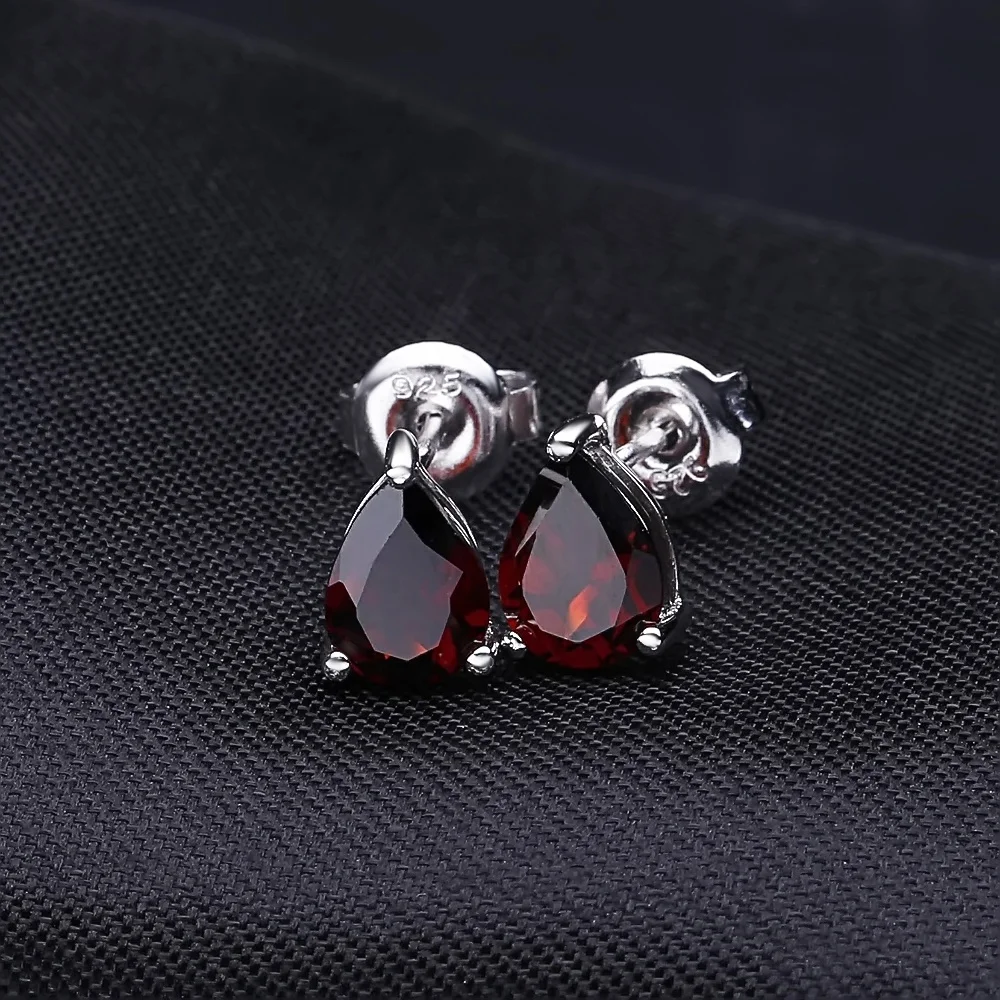 

Abiding Uniique 925 Sterling Silver Fashion Jewelry Gift Women Natural Red Garnet Gemstone Elegant Stud Earrings