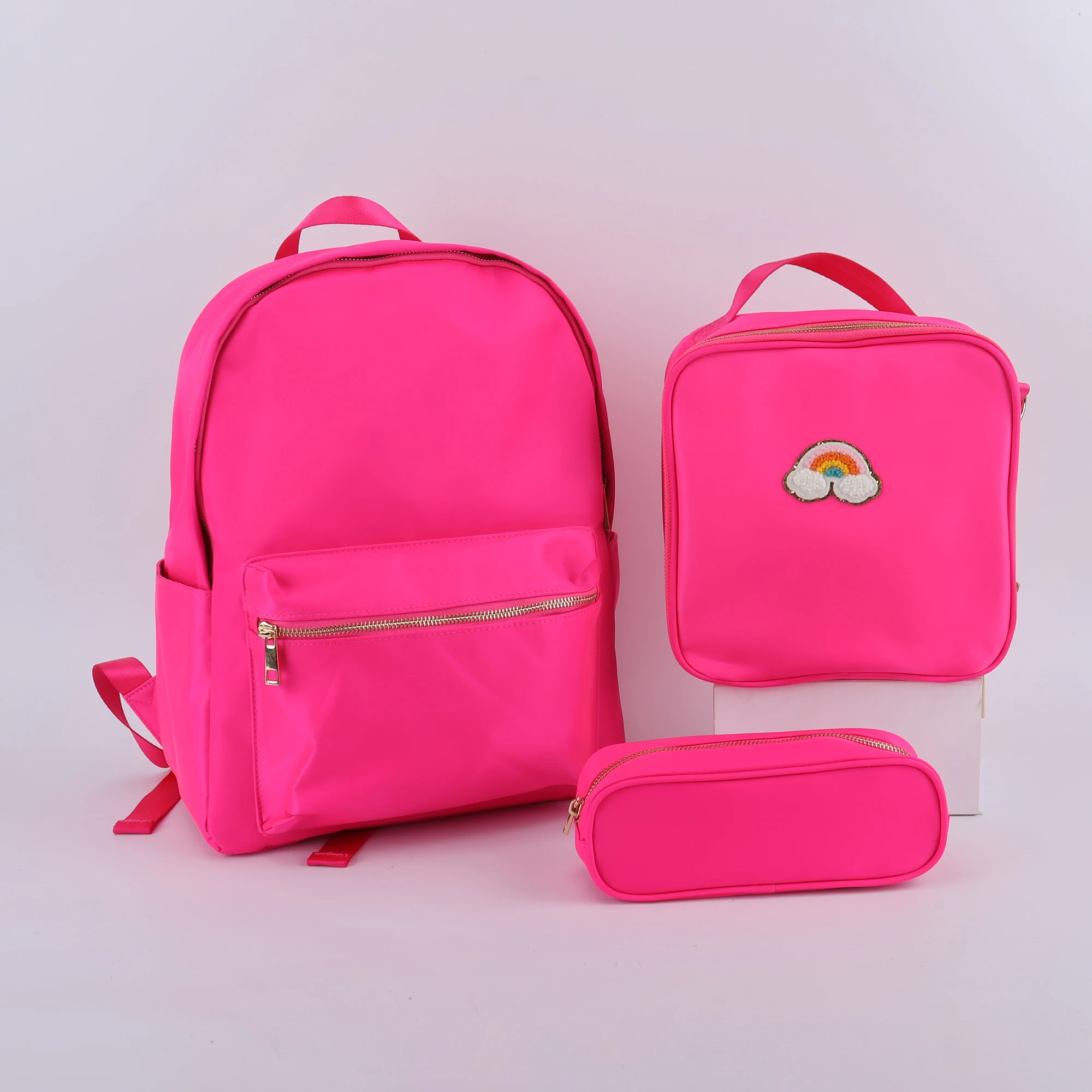 

Wholesale Teenagers Custom Blank Pink Back To School Lunch Box Bags Children Bookbags Kid's School Bag Set