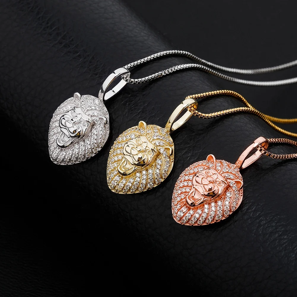 

New 100% 925 Sterling Silver Lion Pendant High Quality CZ Women's Necklaces Hip Hop Fashion Delicate Jewelry Gifts Bling Jewelry