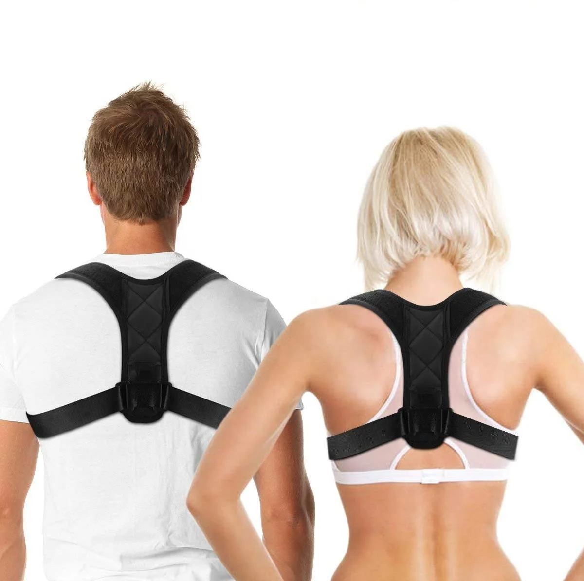 

Adjustable Unisex Clavicle Posture Corrector Brace Upper Back Support Device Kyphosis Trainer, Polyester and nylon