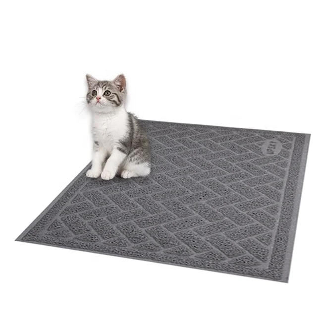 

PVC Pet Mat Patented Design Cat Litter Multipurpose Mat Gift Scatter Control Foldable Waterproof Cat Litter Box Mat, Grey, blue, champagne