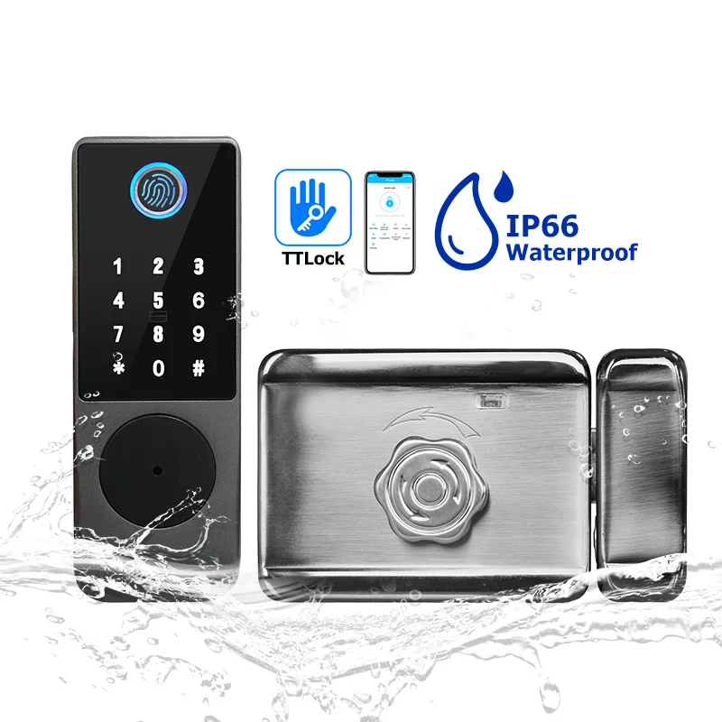 

Simplified Lever Security APP Access Smart Keyless biometric fingerprint security smart rim door lock with remote control