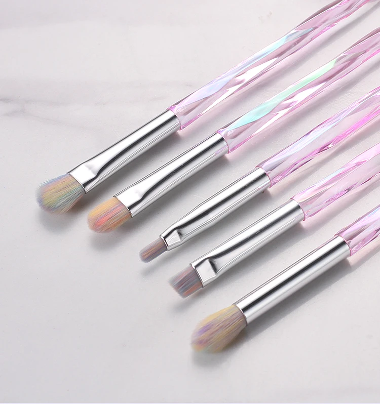 

8pcs/set Customizable Diamond transparent handle Eye Eyebrow Makeup Brushes set Kit Custom logo makeup brush, Customized color