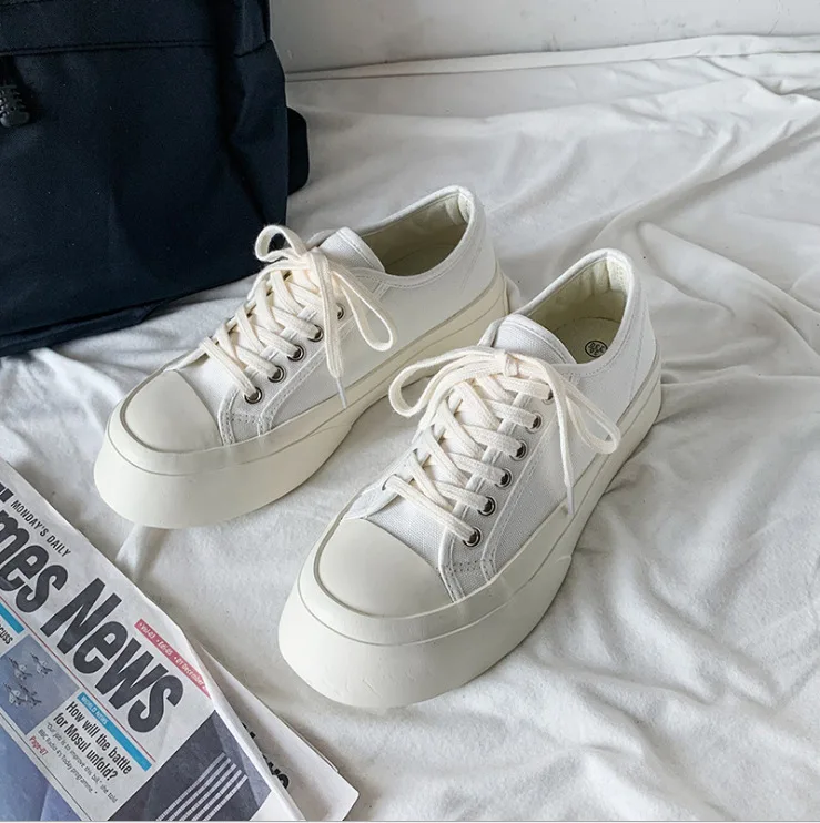 

Lightning 2021 new thick-soled horseshoe shoes ins Korean version of casual canvas shoes female students Joker platform shoes